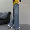 Jeans de pierna ancha para niñas, nuevos para primavera/otoño 2026, estilo coreano, pantalones azules de tiro alto rectos para niños, pantalones holgados para niñas