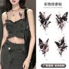Hermoso Adhesivo de Tatuaje de Mariposa Estilo Tinta Sentido Avanzado a Prueba de Agua Duradero Personalidad Oscura para Mujer Clavícula Hada