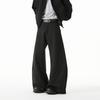 Jeans de Pierna Ancha Scimitar Patchwork Desestructurados para Hombre, Estilo Americano Otoñal Modernos Pantalones Largos Casuales Negros, Pantalones Holgados de Caída