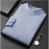 Suéter grueso de otoño e invierno para hombre, jersey de punto casual de cuello medio alto, suéter de moda para hombres jóvenes y de mediana edad
