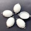 Colgante doble agujero ovalado de amatista incrustada nuevo transfronterizo 13*18mm superficie de huevo hecho a mano DIY accesorios de joyería de mano