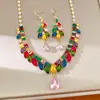 Set de Collar con Gancho de Espiga de Trigo de Circonita Cúbica Vintage Usado Forma de Gota de Agua Lujo Ligero Sensación de Alta Gama Joyería Retro Venta al por Mayor