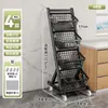 Estante de cocina de pie multicapa para verduras y frutas, canasta de verduras multifuncional, estante de almacenamiento de bocadillos para sala de estar con ruedas