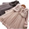 Vestido de Malla de Princesa Maomao de Dos Piezas Falsas Elegante para Niña Invierno Vestido de Princesa Chaleco para Bebé Niña YS6028