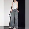 Jeans de Verano 2026 Nuevos de Cintura Alta Bordados Estilo Guadaña para Mujer, Marca de Moda, Corte Holgado, Versátiles, Pantalones de Pierna Ancha Adelgazantes