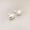 Pendientes pequeños de cobre chapados en oro de estilo japonés y coreano con forma de frijol dorado, de plata 925, sencillos y brillantes, de alta calidad, al por mayor