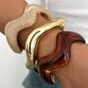 Accesorio transfronterizo de gran venta, producto nuevo: brazalete abierto de forma de ola irregular para mujer, conjunto de tres piezas personalizado y de moda de joyería para mujer