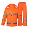 Impermeable Reflectante Verde Fluorescente para Adultos al Aire Libre Traje de Trabajo a Prueba de Lluvia Dividido Traje de Saneamiento de Servicio Traje de Impermeable y Pantalones de Lluvia