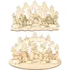 Decoração de Natal Nova Transfronteiriça Suprimentos Peças de Madeira Enfeites DIY Enfeites Redondos Estereoscópicos Decorações de Mesa Criativas Caseiras