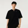 Camiseta de manga corta abotonada con cuello en V pronunciado estilo americano para hombre y mujer, nuevo diseño de moda de verano, camiseta de color liso de manga corta holgada