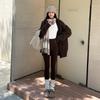 88080 # Outono e Inverno Novas Roupas de Exterior Calças de Algodão Lycra Cashmere Foscas Sem Marcas Embaraçosas Com Pelúcia Espessada para Mulheres