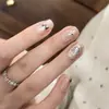 Set de 10 Uñas Postizas Hechas a Mano con Lazo de Caramelo Guayaba Dulce Temática de Primavera Pegatinas para Uñas Dopamina