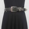 Cinto feminino leve y2g jeans couro legítimo cinto largo strass decoração diamante com diamante moda all-match hip hop