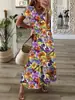 Ropa Europea y Americana Nueva de Primavera y Verano Estación Independiente de Amazon Estilo Bohemio Transfronterizo Vestido Estampado de Dobladillo Grande