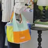 Bolsa tote com design de nicho, bolsa feminina casual com design de nicho, leve, color blocking, bolsa de mão personalizada para estudantes 2026 para mulheres