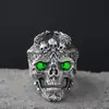 Anillo de Calavera Exagerado Dominante de Plata Tailandesa Retro Anillo Abierto Ajustable de Plata Tailandesa para Hombres Elegante Popular