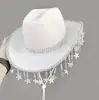 Novedad Estrella Borla Brillante Vaquero Occidental Estrella Borla Sombrero de Vaquero Blanco Decoración de Fiesta