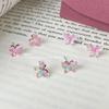 Primavera y Verano Dulce Colorido Mariposa Set de Tres Pares de Aretes Combinación para Mujer Pequeños y Exquisitos Aretes Lindos de Corazón de Niña Aretes