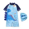 Traje de baño para niños, Traje de baño de una pieza con capucha de dibujos animados para niño, Traje de baño de manga corta para protección solar en la playa para niños grandes, medianos y pequeños, Traje de baño para bebé niño