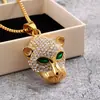 Collar Europeo y Americano de Acero Inoxidable para Hombres y Mujeres, Accesorio de Ropa con Colgante de Cabeza de Leopardo Incrustada de Diamantes