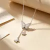 Collar Mariposa Diamante Brillante con Borla Diseño de Nicho Joyería de Nuevo Estilo Venta al por Mayor Cadena para Clavícula de Lujo Ligero Cadena para el Cuello de Mujer