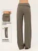 Pantalones casuales anchos y holgados para mujer con botones en el puño, corte relajado, tela fluida, efecto adelgazante, pantalones casuales de pierna recta