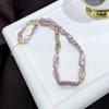 Collar de Perlas Naturales Barrocas Moradas de Venta Caliente de Otoño para Mujer, Collar para Clavícula de Lujo Ligero de Alta Gama Estilo Francés