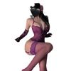 Lencería sexy, mono de encaje morado, uniforme de tirantes, puro deseo, perspectiva hueca, pijama interior, camisón NY