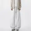 Pantalones deportivos tipo jogger grises de peso pesado deconstruidos para hombre, nuevos de otoño/invierno, ajuste holgado, retro, modernos, de pierna ancha, casuales, largos.