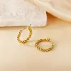 Pendientes de Otoño e Invierno 2024 Moda Elegantes Estéreo de Gama Alta Hebilla de Oreja Hilo Retorcido Anillo Liso Acero de Titanio Femenino con Estilo