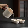 Juego de Té de Viaje para Exteriores Portátil Cerámica Taza Express Una Tetera Cuatro Tazas Preparación de Té Bolsa de Almacenamiento de Cabina Regalo de Acompañamiento