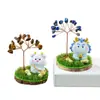Árbol de Cristal Amarillo Natural con los Doce Signos del Zodiaco, Artesanía de Cristal Árbol de la Fortuna, Adornos Creativos Atractores de Riqueza para Escritorios del Hogar y la Oficina