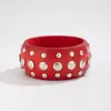 Pulsera Redonda de Madera Geométrica de Moda Punk Transfronteriza Europea y Americana Pulsera Ancha con Remaches de Moda