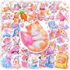 50 piezas de pegatinas de animales de dibujos animados estilo acuarela de cuento de hadas, mascotas lindas como gatitos y zorros, materiales de decoración para funda de teléfono y diario DIY