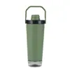 Vaso mezclador de doble capa minimalista transfronterizo, gran capacidad, con asa, vaso térmico de acero inoxidable, portátil, adecuado para fitness y proteína en polvo
