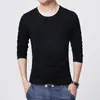 Camiseta de manga larga para hombre, otoño e invierno, camiseta ajustada de manga larga, camiseta juvenil de color liso, ropa superior, publicidad en blanco