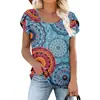 2023 Amazon Transfronterizo Casual para Mujer Camiseta Estampada Ajustada para Mujer Cuello Redondo Manga Corta Larga Juventud