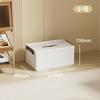 Caja de almacenamiento plegable color crema para dormitorio doméstico con tapa, caja de almacenamiento para mudanzas, caja de almacenamiento y organización.