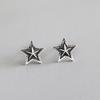 AE1098 Pendientes de estrella de cinco puntas de estilo coreano de Corea del Sur, personalizados, sencillos, combinables, retro, con estrella desgastada, de plata de ley S925