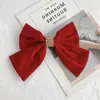 Grampo de Cabelo Vermelho com Laço para Outono e Inverno Presilha Primavera Grampo para Parte de Trás da Cabeça Faixa de Cabelo Faixa de Cabelo Estilo Coreano Celebridade da Internet Novo Acessório de Cabeça para Mulheres