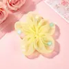 Tejido de malla ligero con pompones, diseño de flor de cinco pétalos, organza, flor hecha a mano, producto semiacabado para decoración DIY, accesorio semiacabado
