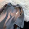 Camiseta de Manga Corta para Adolescente Hombre Algodón Puro Pesado Color Rojo Vino Verano Nueva Holgada Tendencia Marca Estudiante de Secundaria