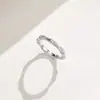 Anillo de Bambú Cepillado Plata S925 Incrustado con Diamante Sintético Anillo para Dedo Índice Estilo Europeo y Americano Anillo de Bambú y Diamante Retro Venta Directa de Fábrica