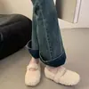 Primer encuentro Ji Yuan Tou Mary Jane zapatos de felpa con pelo para mujer invierno exterior suela plana algodón zapatos sencillos