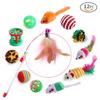 Set de Juguetes para Gatos Mascotas, Caña Juguete para Gatos, Bola de Sisal de Ratón Regalo, Combinación Divertida Set de 12 Piezas para Gatitos Masticar