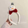 Linda Diadema Navideña de Peluche de Dibujos Animados, Diadema de Muñeco de Nieve Femenina Estilo Bosque, Accesorio para el Cabello Pinza para Lavarse la Cara Hombre de Jengibre Otoño e Invierno