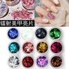 Glitter para Uñas 12 Colores Papel de Concha Polvo Perlado Diamante Lentejuelas de Corazón DIY Nail Art Materiales para Slime