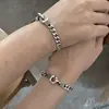 Pulseira de Casal Fivela de Cadeado Feminina Estilo Tanque Europeu e Americano Personalidade Cubana Retro Prata Tailandesa para Namorado Joia de Prata de Luxo Leve