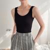 Chaleco cálido de otoño e invierno para mujer con rayas verticales adelgazantes, tirante interior con almohadilla en el pecho, copa integrada, top de uso exterior para mujer