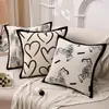 Cojín Decorativo Estilo Francés Blanco y Negro Color Crema para Sofá, Sala de Estar, Sensación de Lujo Ligero de Gama Alta, Cojín de Respaldo de Tamaño Grande